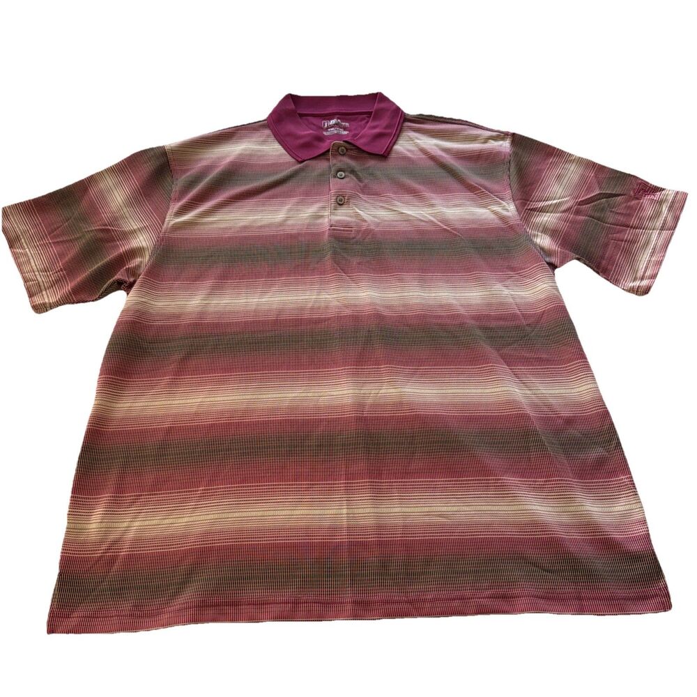 PGA TOUR Men Pink Short Sleeve Pullover Golf Polo Shirt 2XL Stretch performance